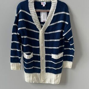 LuLaRoe Navy and Cream Striped Cardigan